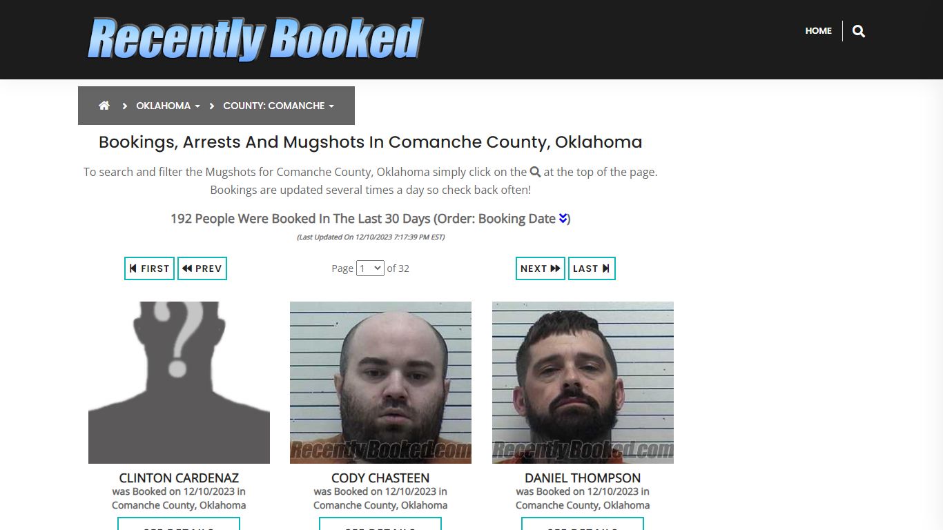 Bookings, Arrests and Mugshots in Comanche County, Oklahoma